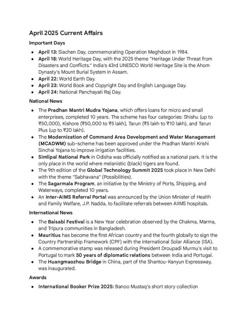 thumbnail of April 2025 Current Affairs(English)