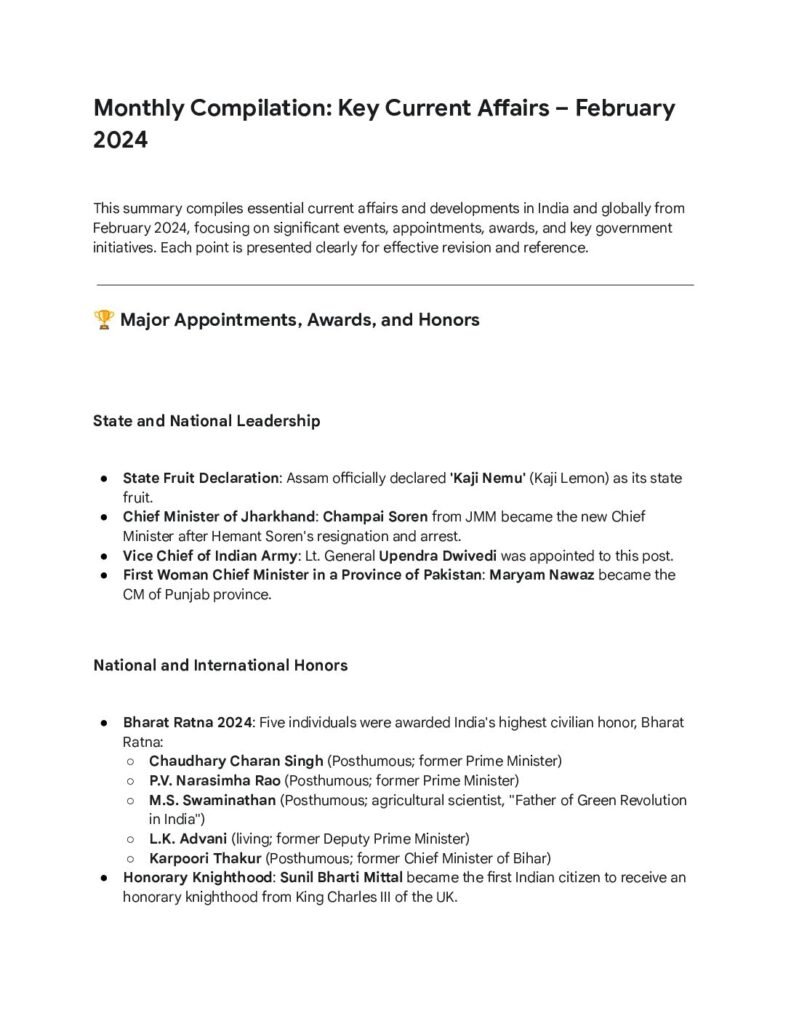 thumbnail of February 2024 Current Affairs (English)