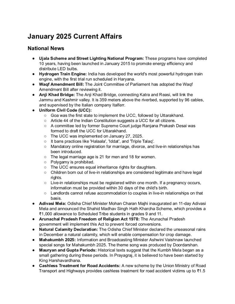 thumbnail of January 2025 Current Affairs (English)