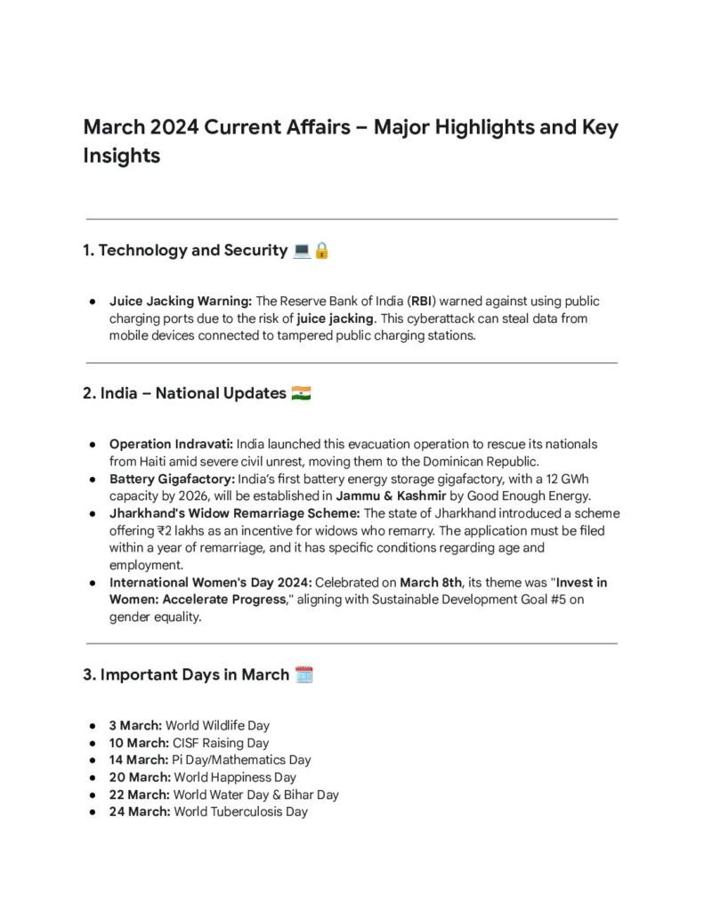 thumbnail of March 2024 Current Affairs (English)