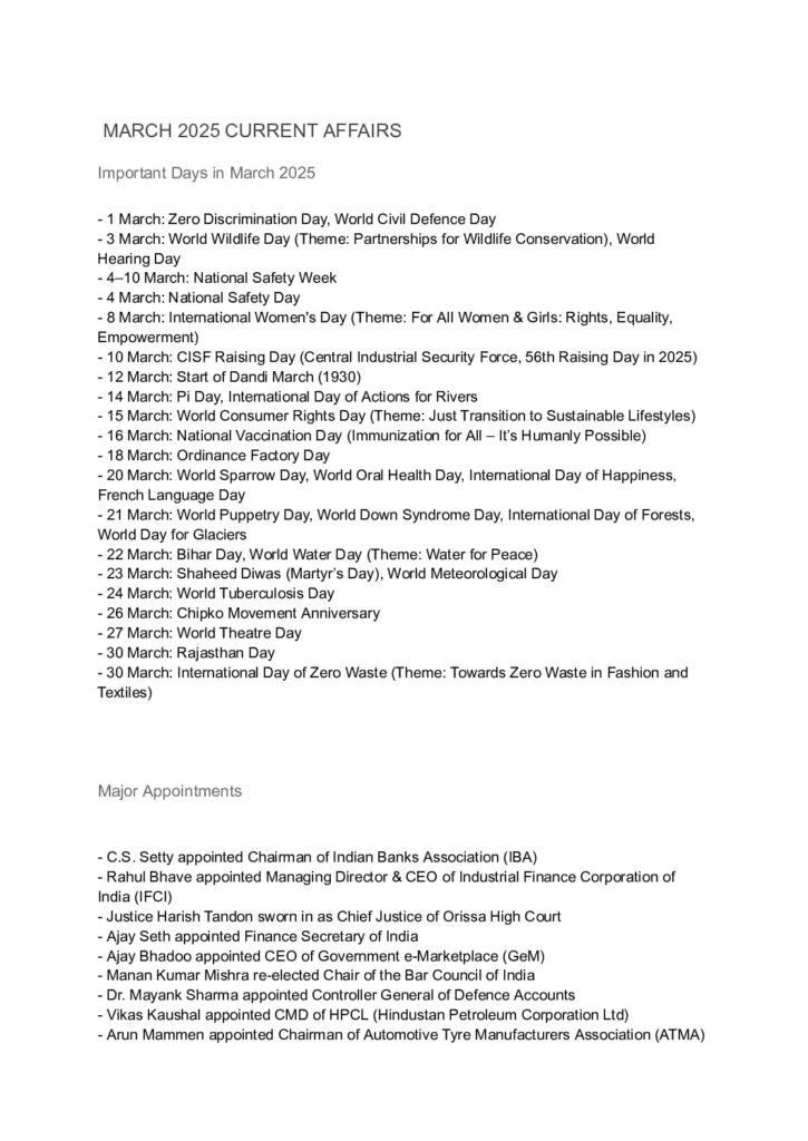 thumbnail of March 2025 Current Affairs (English)